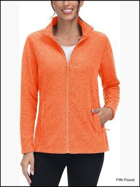 Lightweight Fleece Jacket with Zipper Pockets, Winter Warm Coat